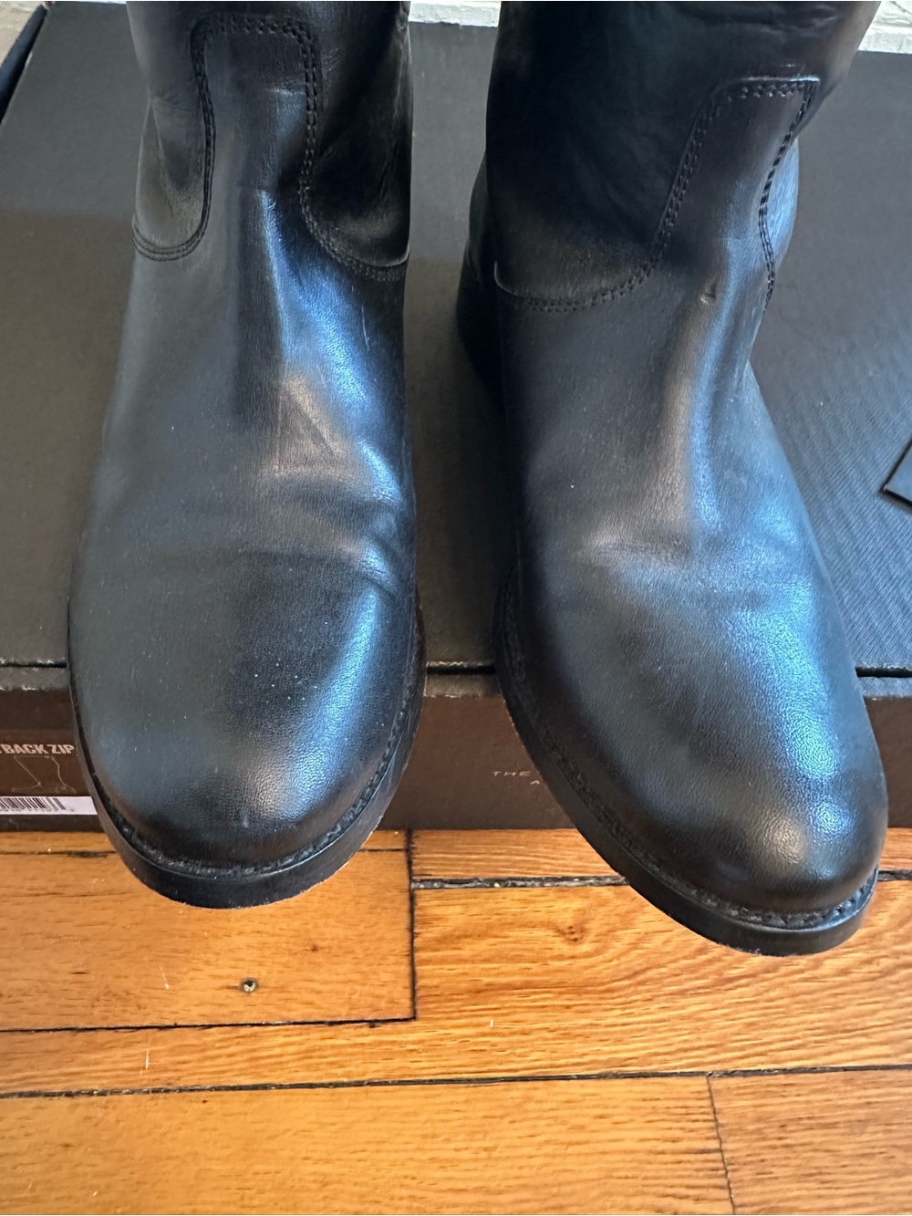 Frye Melissa Button Back Zip Black Leather Riding Boots Sz 8 Classic Tall Equest - Picture 13 of 14